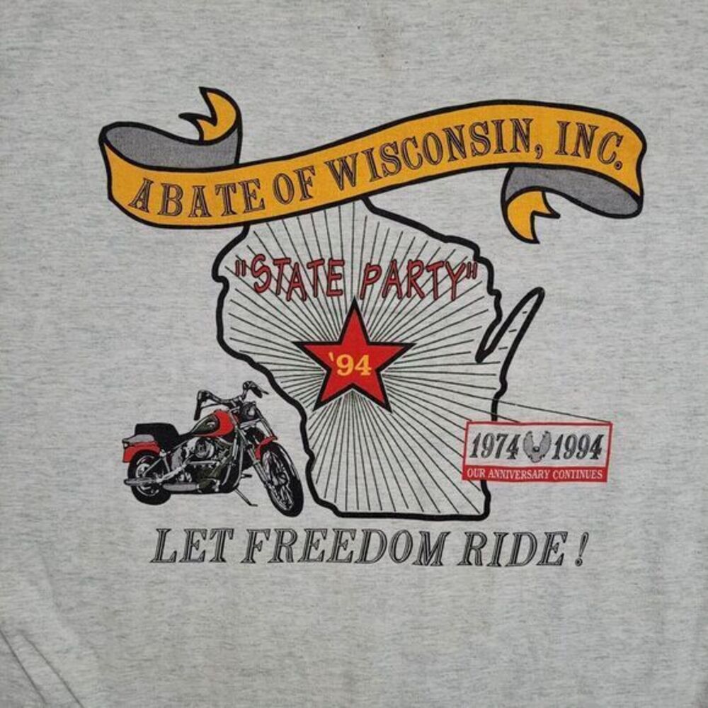 Vintage Let Freedom Ride Motorcycle Shirt Men XL Single Stitch‎ 1994 Wisconsin
